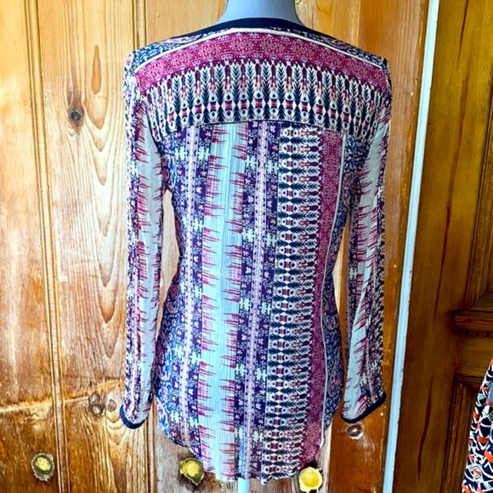 🌈Lucky Brand Boho Sheer Top blue w/ purple🌈 - Picture 8 of 9